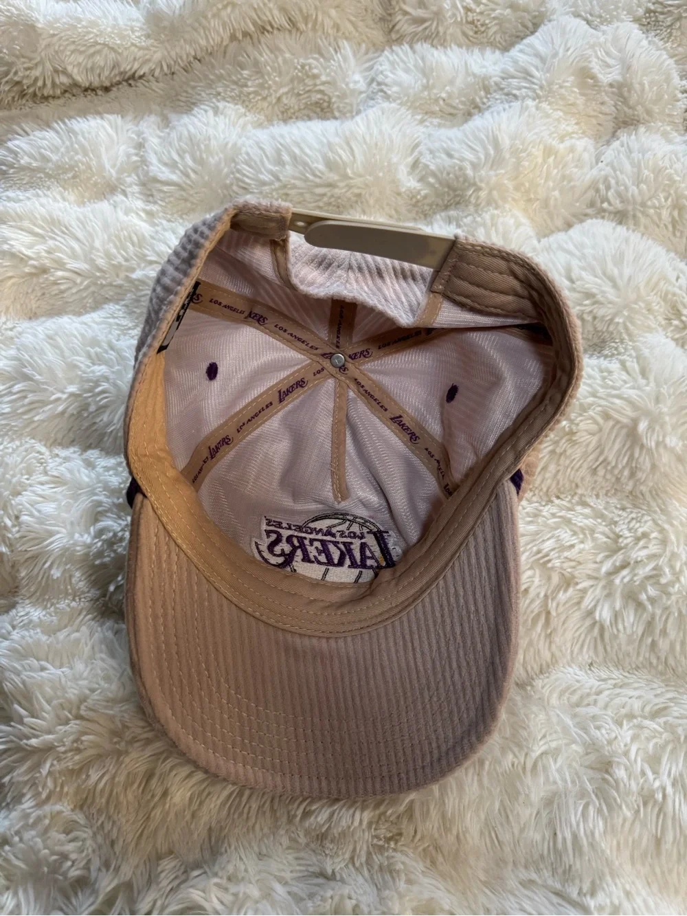 Lakers Corduroy Cap in Lavender with Purple Trim